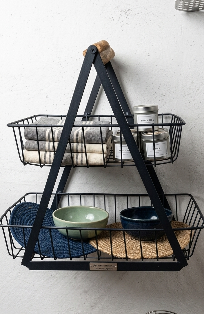 Rustic 2-Tier Industrial Metal A-Frame Storage Rack