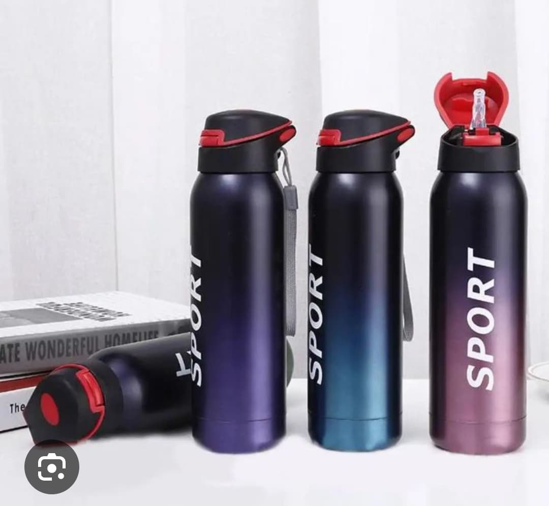 Gradient Matte Insulated Sport Bottles with Flip-Top Straw Lids
